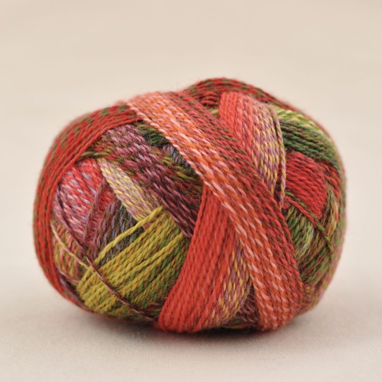 welna na skarpety wloczka welniana na skarpetki merino crazy zauberball schoppel wolle 2516 czerwony zielony.JPG