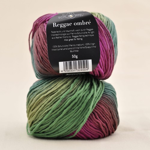 wloczka reggae schoppel wolle welna merino merynosa wloczka dla poczatkujacych niegryzaca zielony fioletowy 2249 teezeremonie.JPG