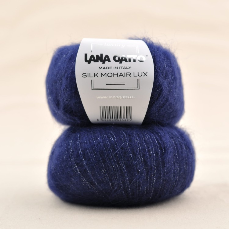 włóczka lana gatto silk mohair lux kid silk moher jedwab zbłyszcząca nitka granatowy 6035.JPG