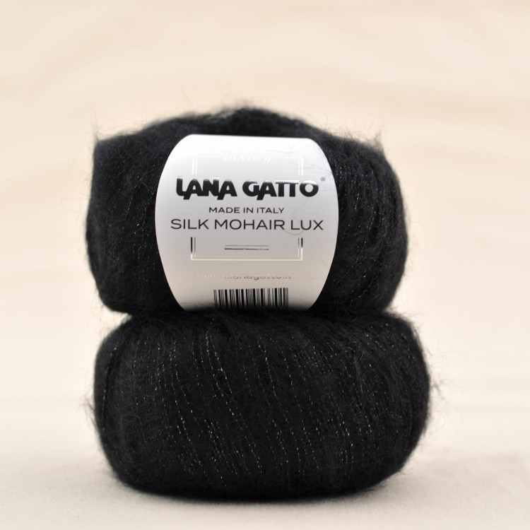włóczka lana gatto silk mohair lux kid silk moher jedwab zbłyszcząca nitka czarnt 5000.JPG