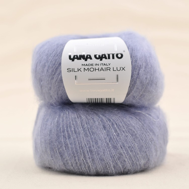 włóczka lana gatto silk mohair lux kid silk moher jedwab zbłyszcząca nitka 9380 lawendowy niebieski.JPG