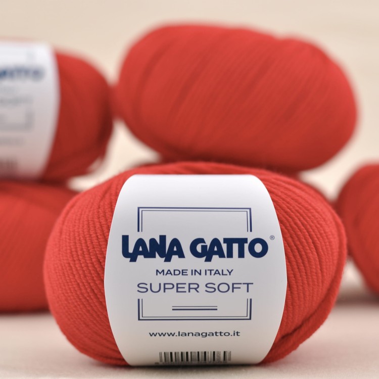włóczka merino super soft lana gatto wełna merynosa niegryząca wloczka dla dziecka czerowny 10095.JPG