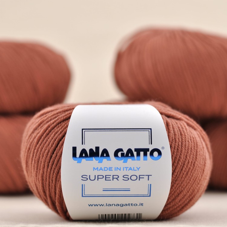 włóczka merino super soft lana gatto wełna merynosa niegryząca wloczka dla dziecka terakota brazowy 14574.JPG