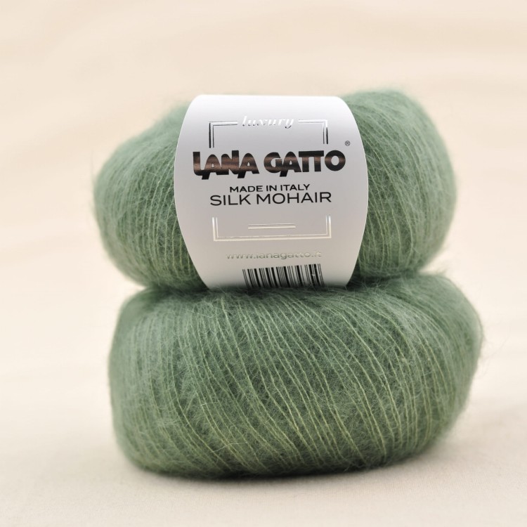 wloczka kid silk lana gatto mohair silk jedwab moher zielony 9379.JPG
