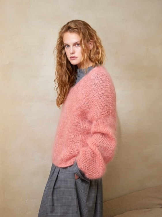 sandnes garn włóczka Ballerina Chunky Mohair moher wełna kardigan sweter na drutach 2402-4_7.jpg