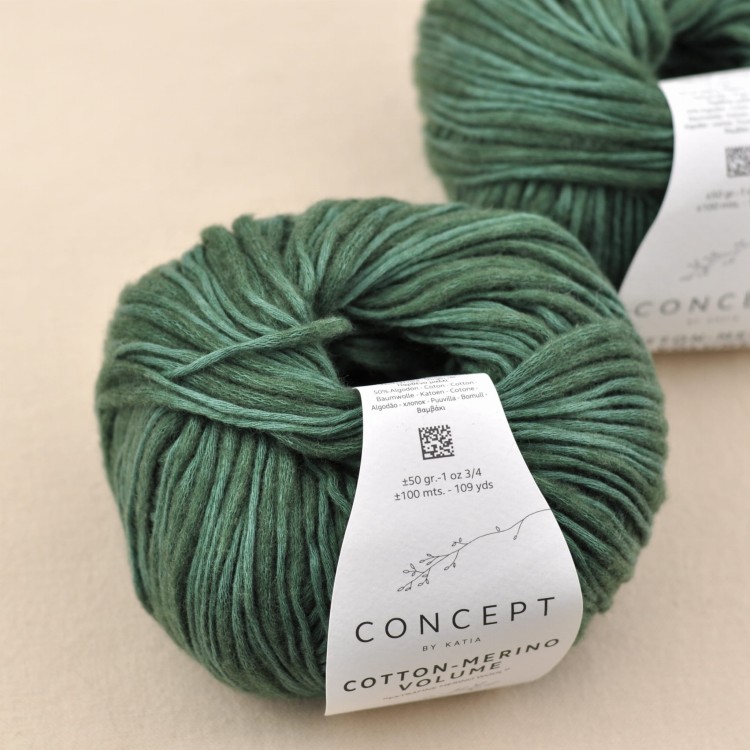 wloczka cotton merino volume concept by katia nierowna nitka welna merino i bawelna 215 leśny zielony.JPG