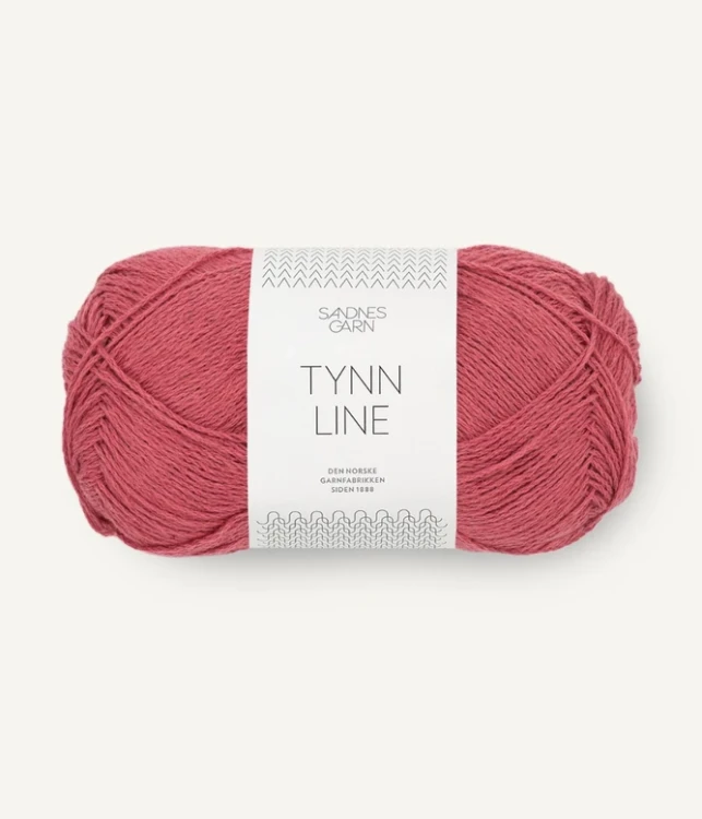 motek włóczki lniana tynn line len norweska na sweter na lato sandnesgarn  malinowy czerwony 4335_bringebaerkrem_300dpi_noste.jpg.webp