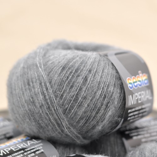 cienka puszysta wloczka imperial sesia welna merino merynosa jedwab kaszmir zamiennik moheru kid silk 6012 sredni szary.JPG