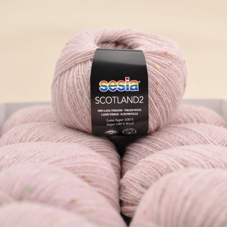 cienka wloczka merino tweed na druty dzierganie scotland sesia welna merynosa 160 rozowy.JPG