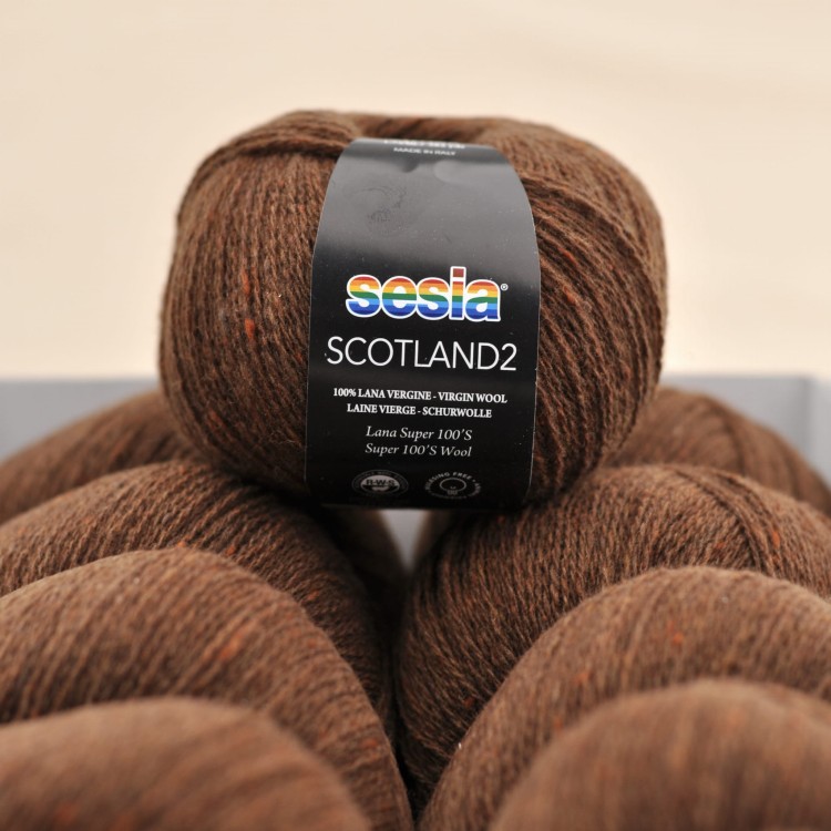 cienka wloczka merino tweed na druty dzierganie scotland sesia welna merynosa 14 brazowy.JPG