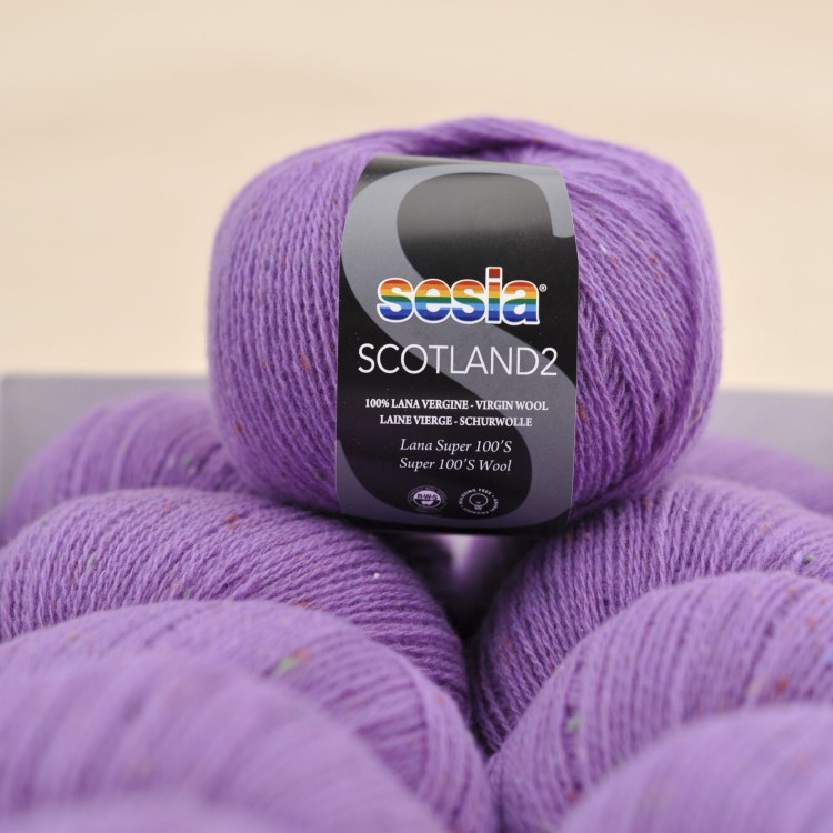 cienka wloczka merino tweed na druty dzierganie scotland sesia welna merynosa 44 fioletowy lila.JPG