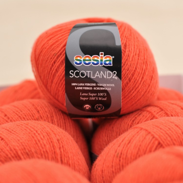 cienka wloczka merino tweed na druty dzierganie scotland sesia welna merynosa 3779 czerwona pomarancza grapefruit.JPG