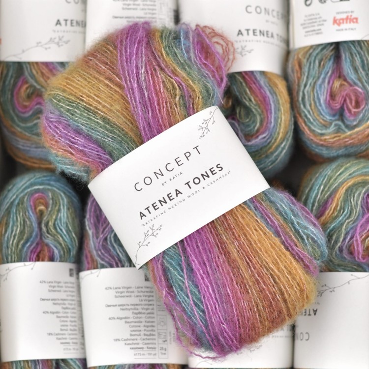 wloczka atenea tones katia kaszmir welna merino merynosa bawelna niegryzaca motek zamiennik moheru kid silk 204 melanz kolorowy rozoy niebieski zielony.JPG