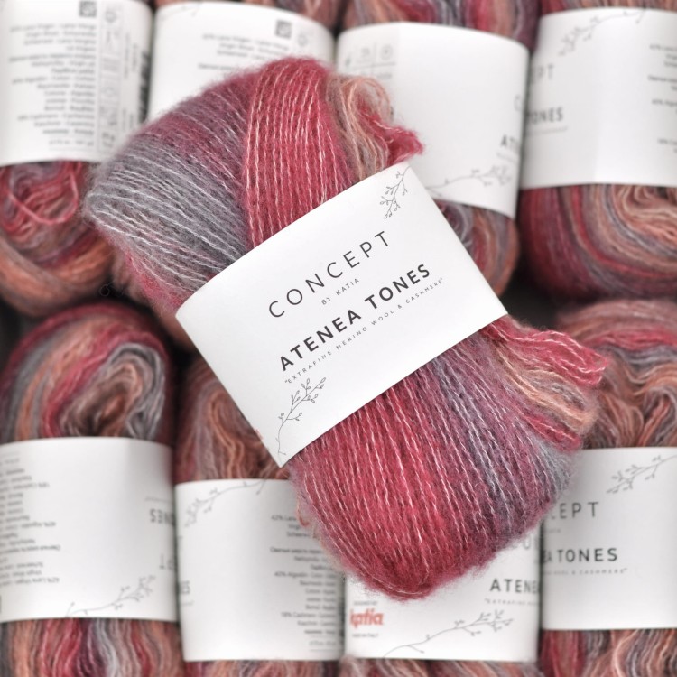 wloczka atenea tones katia kaszmir welna merino merynosa bawelna niegryzaca motek zamiennik moheru kid silk melanz czerwony szary 205.JPG