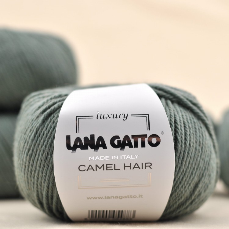 wloczka lana gatto camel hair welna wielblada merino merynosa do dziergania miekka wloczka motek zielonyJPG.JPG