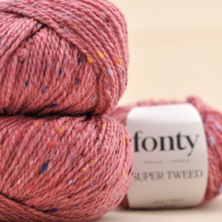 wloczka super tweed fonty welna tweedowa na druty dzierganie motek rozowy malinowy.JPG
