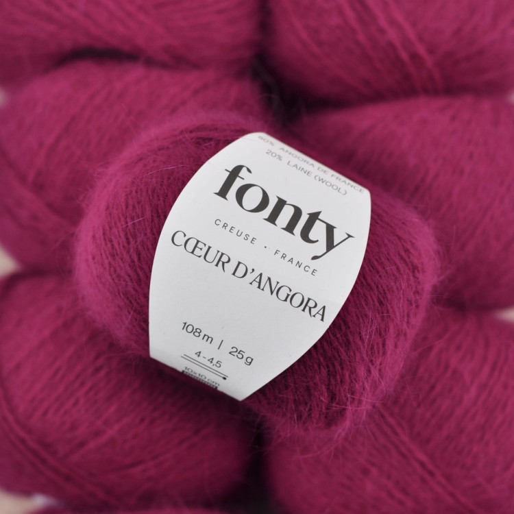 wloczka angora welna krolicza welna merino merynosa miekka puszysta wloczka zamiennik kid silk moherj jedwab COEUR D’ANGORA motek na druty dzierganie 201 rozowy bordowy.JPG