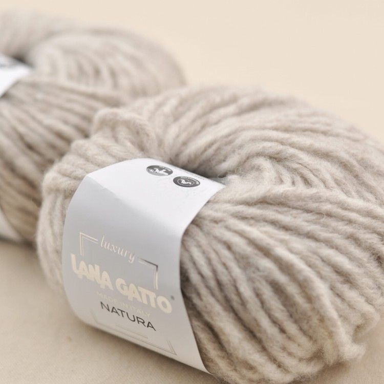wloczka lana gatto natura naturalne wlokna welna merino merynosa bawelna baby alpaka alpaca gruba niegryzaca wloczka druty motek bezowy.JPG