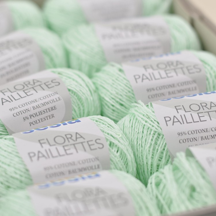 wloczka z malymi cekinami naturalna bawelna z blyskiem sesia flora paillettes motek druty wloczka na lato wiosne zielony 70.JPG