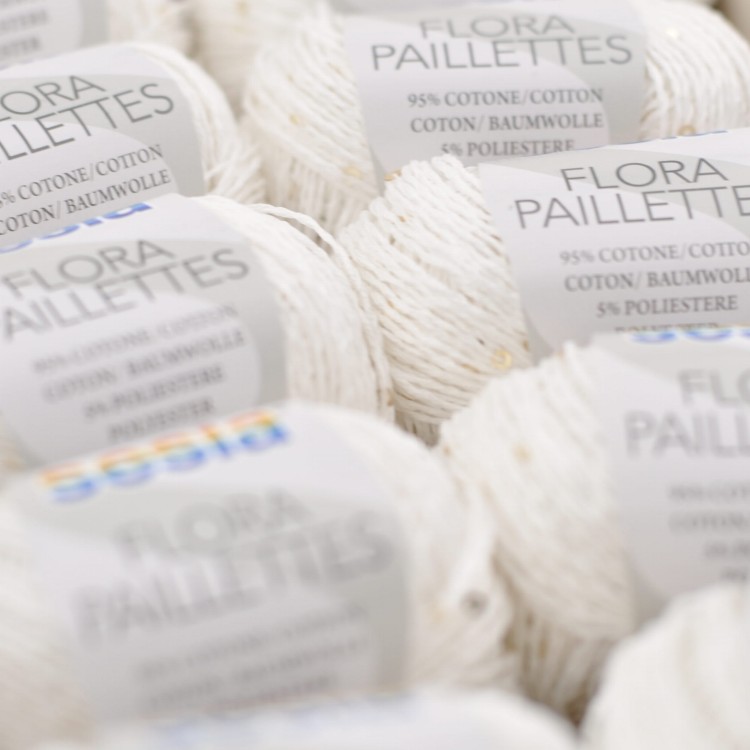 wloczka z malymi cekinami naturalna bawelna z blyskiem sesia flora paillettes motek druty wloczka na lato wiosne 80 ecru.JPG