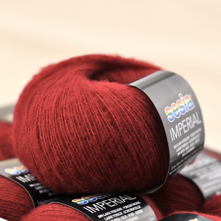 4783 cienka puszysta wloczka imperial sesia welna merino merynosa jedwab kaszmir zamiennik moheru kid silk  czerwony bordowy .JPG