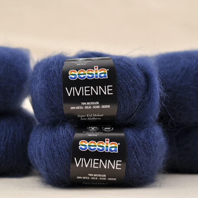 sesia vivienne moher super kid jedwab mulberry wloczka kid silk puchata cienka nitka welna do dziergania jakosc premium certyfikat rms 884 niebieski granatowy