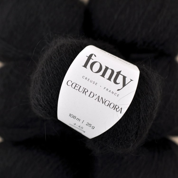 wloczka angora welna krolicza welna merino merynosa miekka puszysta wloczka zamiennik kid silk moher jedwab COEUR D’ANGORA motek na druty dzierganie fonty czarny 334JPG.JPG