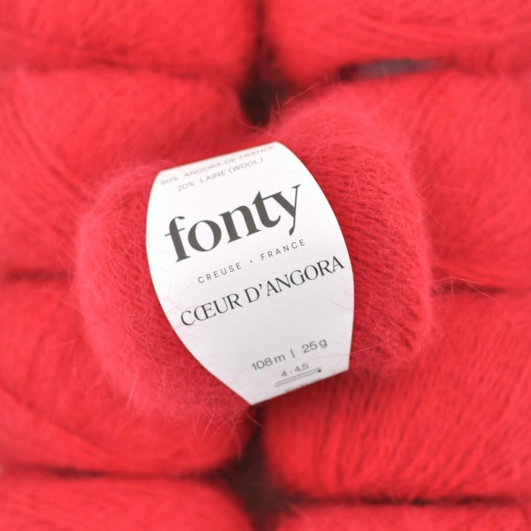 wloczka angora welna krolicza welna merino merynosa miekka puszysta wloczka zamiennik kid silk moher jedwab COEUR D’ANGORA motek na druty dzierganie fonty czerwony 306.JPG