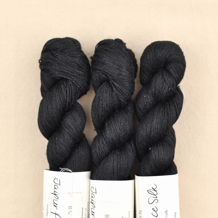 bc garn wloczka jedwabna jaipur peace silk jedwab motek na druty szydelko czarny.JPG