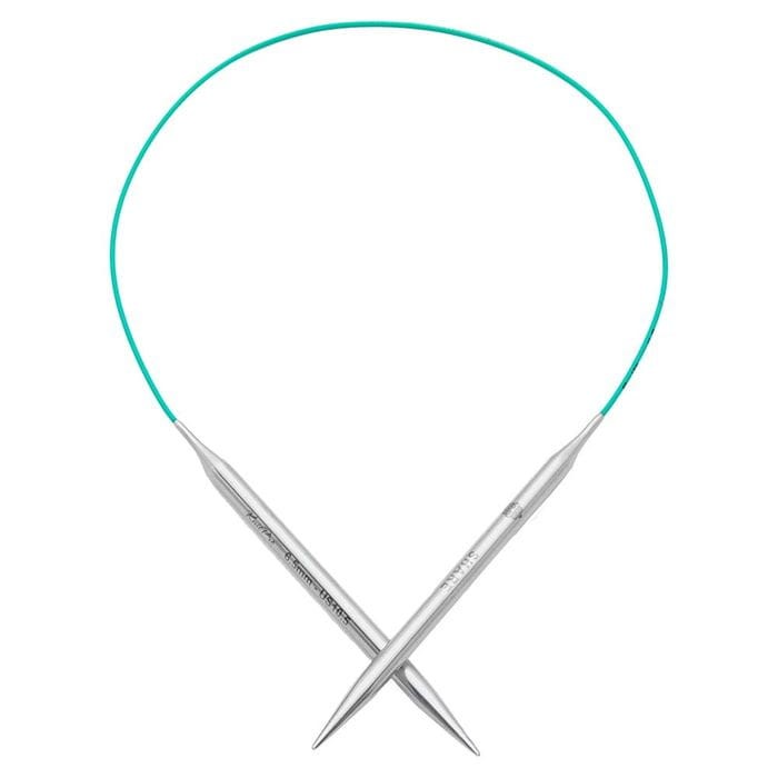 druty na żyłce stalej turkusowej 25 cm mindful knitpro na małe obwody skarpety