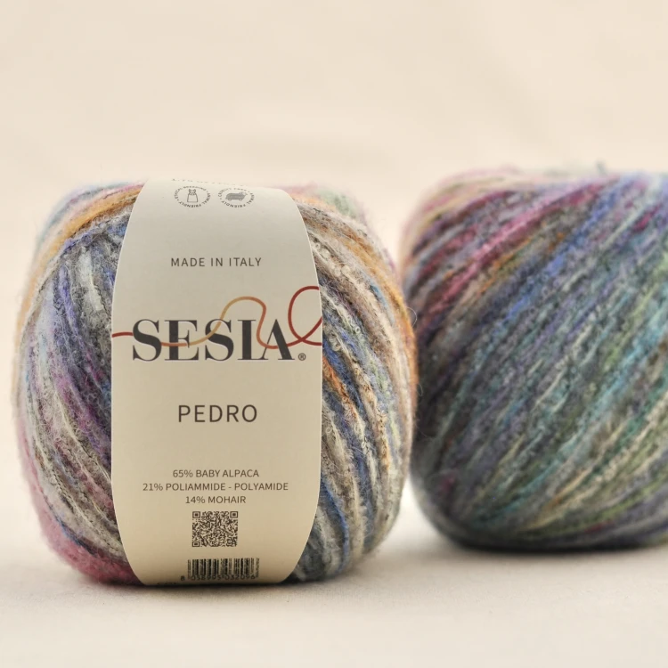 WLOCZKA naturalna Sesia Pedro nowość boucle kolorowa melanż baby alpaka Alpaca mohair moher na druty szydełko dzierganie wloczki cienkie